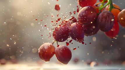 Canvas Print - Grapes, colliding and exploding, crashing flying