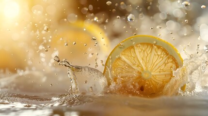 Wall Mural - Lemon splash and juice flying