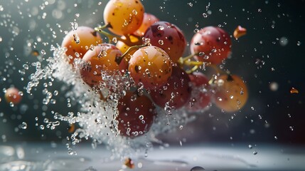Canvas Print - Concept grapes, colliding and exploding, crashing flying