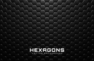 Leinwandbilder - Black Metal Dragon Scales Texture. Very Strong Carbon Sci-Fi Material. Honeycomb Dark Pattern Background. Vector Illustration.