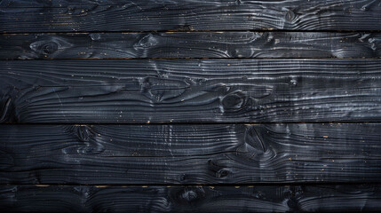 Poster - Dark ebony wood background with an intense jet black hue. Textured wooden surface for design and bold aesthetics