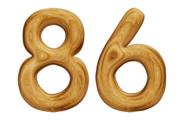 Poster - Wooden number 86 for math, education and business concept