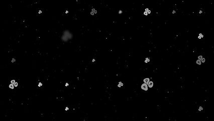 Poster - Template animation of evenly spaced divination stones symbols of different sizes and opacity. Animation of transparency and size. Seamless looped 4k animation on black background with stars