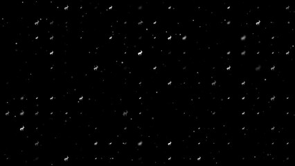 Poster - Template animation of evenly spaced hare symbols of different sizes and opacity. Animation of transparency and size. Seamless looped 4k animation on black background with stars