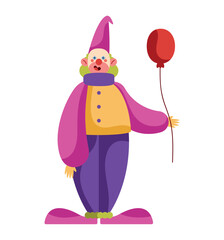 Poster - birthday clown with balloon