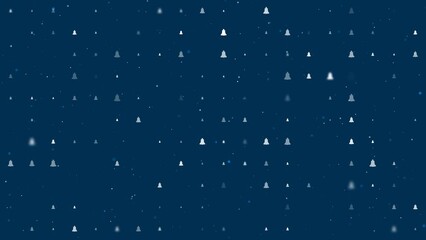Poster - Template animation of evenly spaced vintage bell symbols of different sizes and opacity. Animation of transparency and size. Seamless looped 4k animation on dark blue background with stars