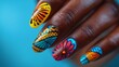 Womans Hand With Colorful Manicure