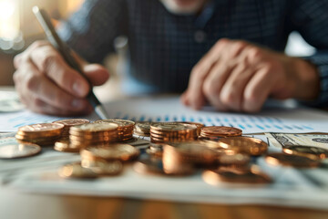 Poster - A financial planner advising clients on retirement savings strategies and wealth management options. Concept of personal finance and long-term financial planning. Generative Ai.