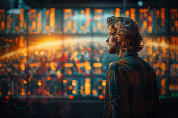Poster - a commodities trader monitoring price movements of agricultural futures contracts, assessing supply 