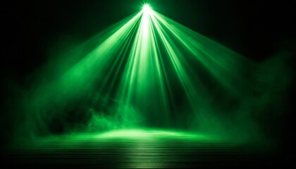 Wall Mural - spotlight on isolated background divine green light through a dark fog the rays beam light on the floor stock illustration