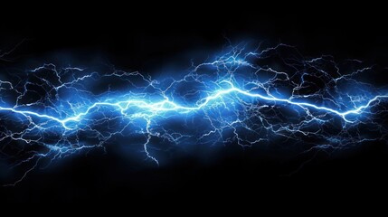 Wall Mural - lightning . Blue lightning flash on black background. stormy weather