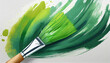 Action painting bright colors green brush mockup isolated on white