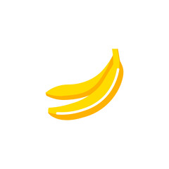 Wall Mural - Banana vector web symbol design. Vector banana bunch line flat isolated icon. Yellow cartoon food logo symbol.