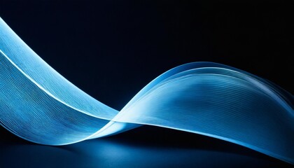 Wall Mural - abstract light blue curve on dark background copy space composition