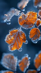 Wall Mural - A close up of a bunch of leaves covered in frost