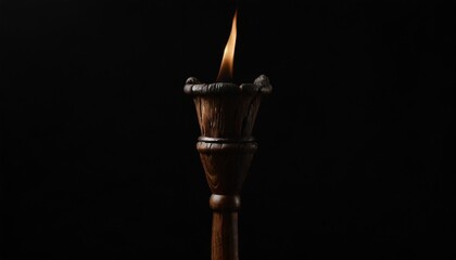 Wall Mural - ancient wooden torch isolated on black background