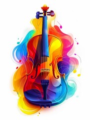 Poster - A colorful violin on a white background