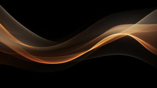 Abstract background, gold and sepia waves on the black background for assembling banners. Vector Illustration. Modern design templates