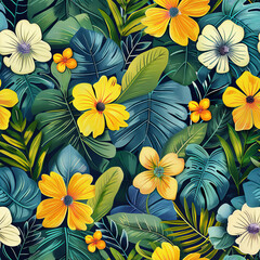  Colorful Floral Pattern Seamless Design for Decorative Backgrounds and Floral Textile Design