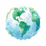 Fototapeta Perspektywa 3d - A blue and green eco Earth globe, logo for environmental world protection, illustration for ecological conservation, Save the Planet, Earth Day concept