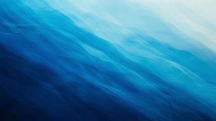 Wall Mural - Abstract fluid art with wavy blue gradients evoking tranquil water themes. Blue diagonal brush strokes on canvas.