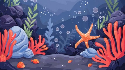 Wall Mural - Underwater sea world. Algae and corals.