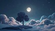 Dreamy Night  A surreal and ethereal depiction of a moonlit landscape, infused with an otherworldly, dreamlike quality