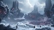 AI-generated adventurers embarking on a virtual reality quest set in a post-apocalyptic winter world, where players must navigate icy landscapes, scavenge for resources, and battle rogue AI entities i