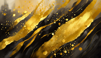 Black and Gold bright colors Watercolor Oil Paintbrush Art Background