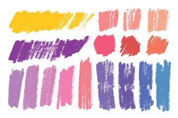 Poster - Vector set of hand drawn crayon strokes, shapes for backdrops. Monochrome design elements set. One color artistic backgrounds.