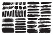 Vector big set of various artistic strokes, stains for backdrops. Monochrome design elements set. One color hand painted backgrounds.