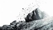 rock stone white background fall black falling space isolated splash dust mountain cliff flying earth stone boulder texture rock abstract broken powder white dirt blast float burst fantasy surface