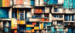 Colorful abstract of immensely dense and near claustrophobic apartment building of impoverished homes and tiny windows with very little living space.