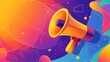 megaphone on colorful background marketing and advertising concept illustration
