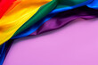 Top view of LGBT Pride Rainbow Flag with copy space for text. LGBT Pride concept
