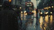 Blurred images of people on the streets of London, creating a bokeh effect.