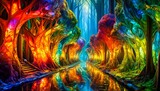 Fototapeta Londyn - scenary of a abstract colorful glass forest