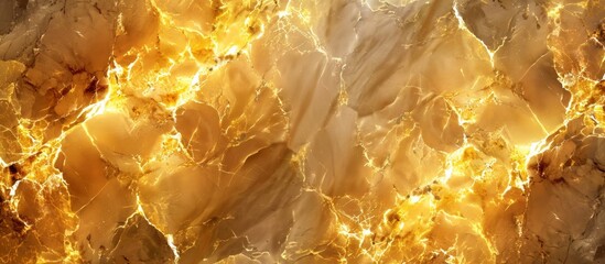 Poster - Marble wall detail showcasing intricate patterns under warm golden lighting
