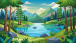 lake-in-the-forest vector illustration