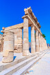 Lindos, Rhodes island: Overview of Temple of Athena Lindia in a sunny day, Dodecanese Islands