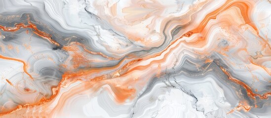 Poster - Orange and white colors blend in an abstract marble pattern background