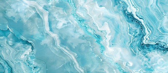 Poster - Blue and white marble in focus against a black background, showcasing intricate patterns and textures