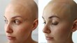 A young woman both before and after hair transplantation had bald eyebrows.