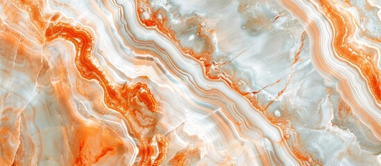 Poster - Close-up view of a surface made of marble with a combination of orange and white colors