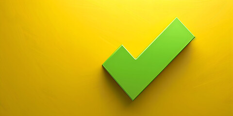 Poster - Green check mark on yellow background in 3D
