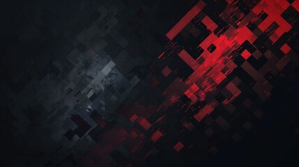 Poster - Gray-red background. Abstract dark pixel art style. AI generative.