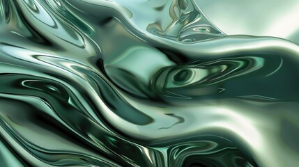Poster - Holo 3D form of green-gray color. Abstract background or screensaver. AI generative.