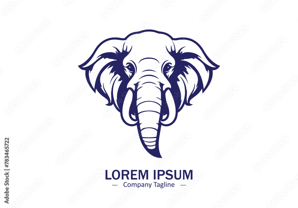 Elephant head logo icon vector silhouette isolated on white background ...