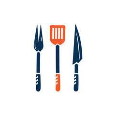 Wall Mural - BBQ Time. Grill Tools icons. Barbecue Fork, Spatula, Knife. Vector illustration.