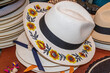 © Iryna - A handmade straw Panama hat, a Paja Toquilla hat or a sombrero with embroidered flowers on. Ecuador. Popular souvenir from South America.